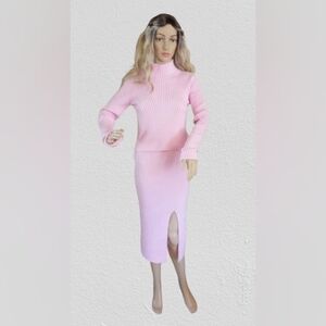 NWT Happily Grey women's pink sweater skirt set, small